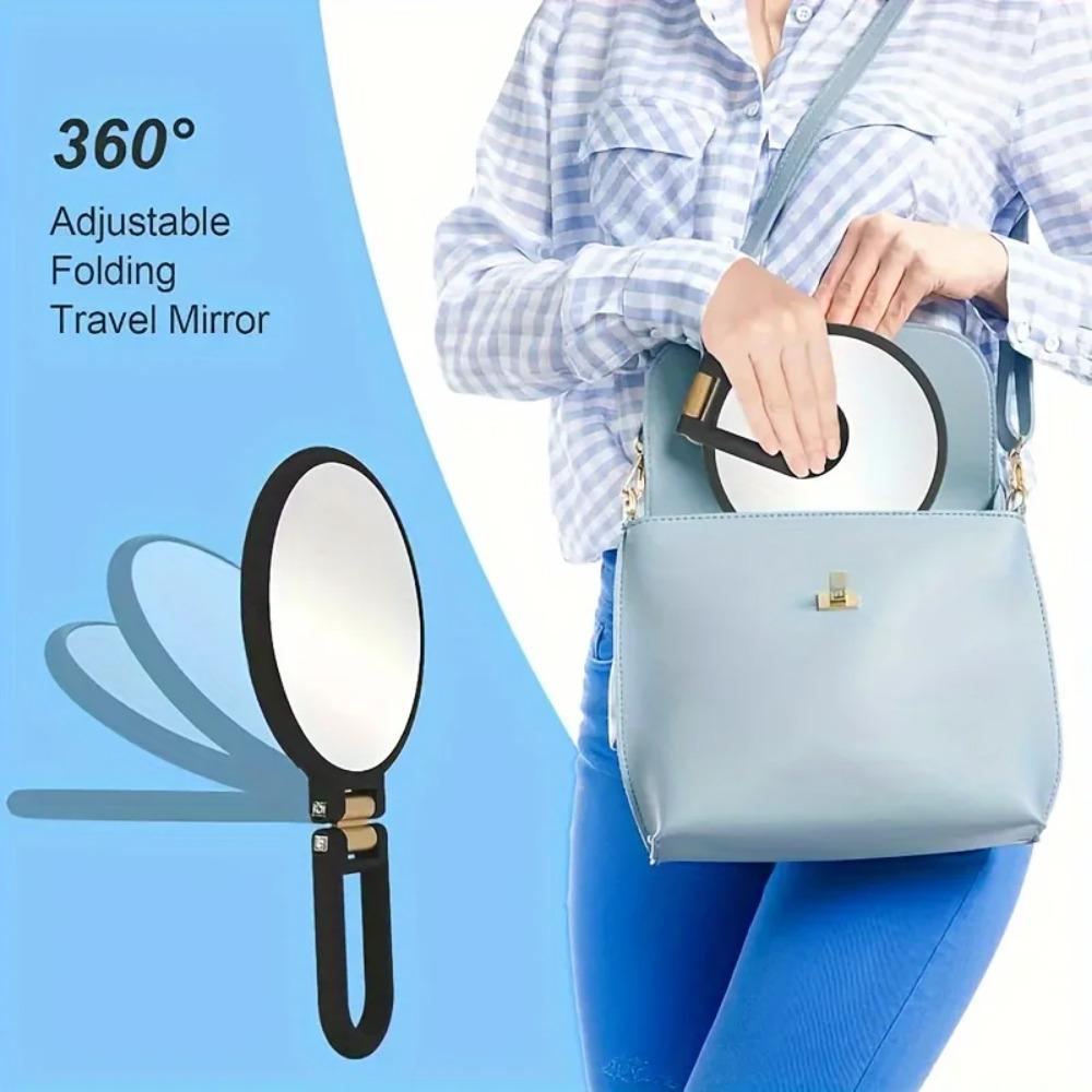 360 Rotatable Dual Sided Makeup Mirror 1X and 30X Magnification Portable Travel Mirror No Battery Black Gold Frame Design