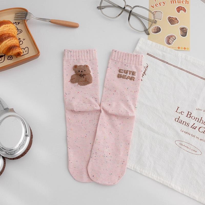 

Женские осенне-зимние милые мультяшные животные идея пряжи в трубке махровые хлопковые носки 1 pair розовый