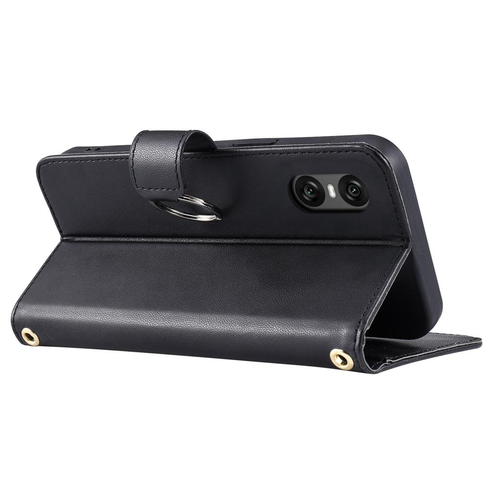 For Sony Xperia 5 V Crossbody Leather Case Ring Buckle Wallet Stand Rhombus Mobile Cover