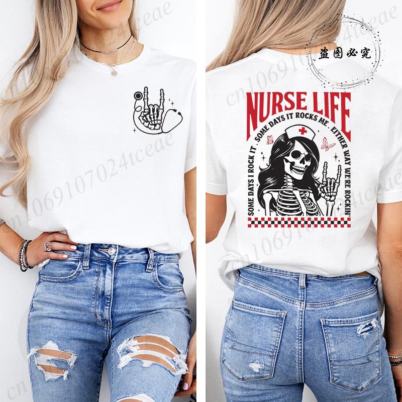 Nurse Skeleton ShirtNurse Life Womens TShirtsSome Days I Rock It TopsFunny Nurse Skeleton Tee ShirtSarcastic Graphic Tees
