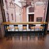 Solid Wood & Wrought Iron Bar Table Set for Milk Tea or Coffee Shop