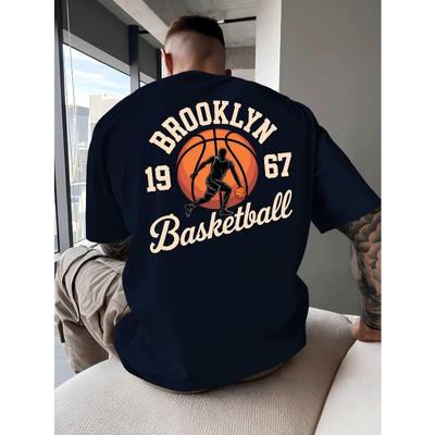 T-shirt da Basket Brooklyn da Uomo - Manica Corta Girocollo Estiva Casual, Top Traspirante Girocollo per Abbigliamento Casual e, Outfit da Vacanza