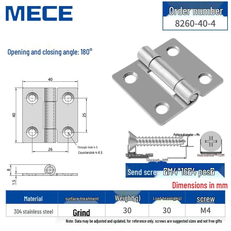 Thickened Stainless Steel Small Hinge for Folding Cabinet, Window, or Wooden Box with Lotus Leaf Design.