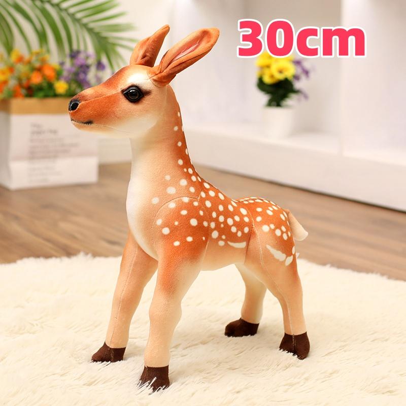 Lebensechte Wald-Sikahirsch Plüschtiere Niedliche Stofftiere Stehend & Liegend Wildpuppe Elegante Hübsche Schreibtischdekoration Geschenk