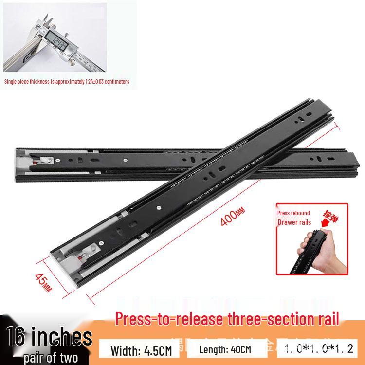 Silent Double Spring Damping Drawer Slides: Three-Section Buffer Guide Rails