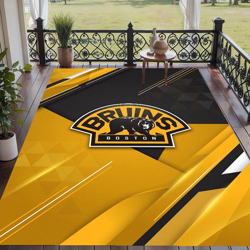 Soft Floor Carpet Boston Bruins Pattern Area Rug Decorative Mat For Home Room Decoration