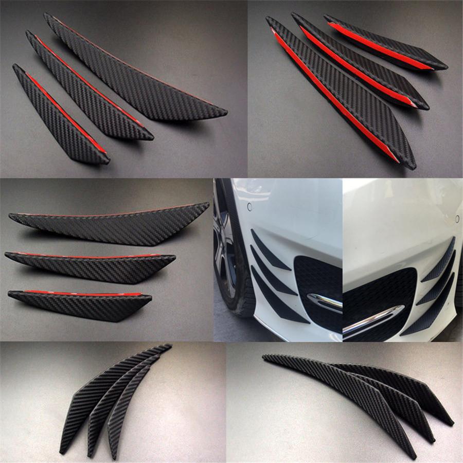 6pcs Universal Carbon Fiber Color Car/Auto Front Bumper Fins Spoiler Refit