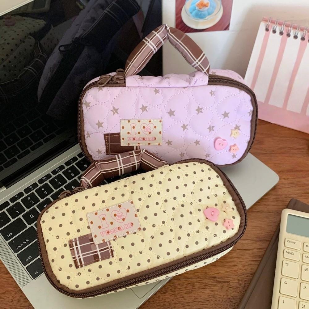 Star Love Heart Korean Stationery Bag Large Capacity Handheld Pencil Bag  School Office