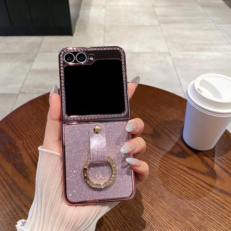 Samsung Galaxy Z Flip 7 Glitzer Galvanisiert Strassstein Hülle Kompatibel mit Z Flip 6