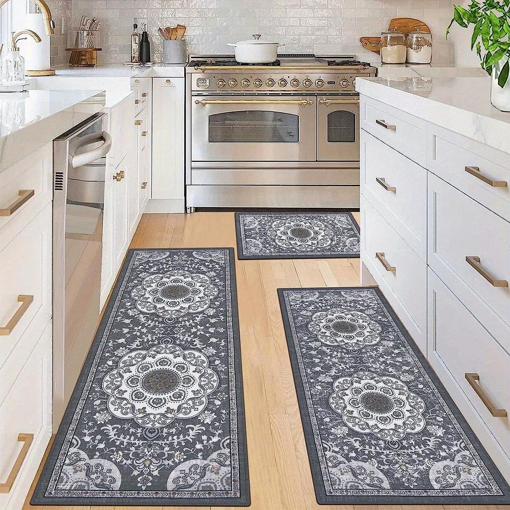 3 Pcs Set Floor Mat Bohemian Style Rugs Kitchen Carpet Non-slip Comfortable Washable Kitchen Decoration Office Bedroom Corridor