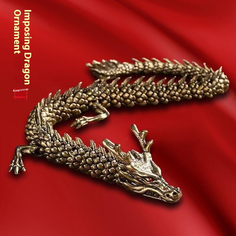 1Pcs Moveable Body Joints Antique Alloy Lucky Dragon Desktop Office Crafts 3D Dragon Statue Ornament Home Decoration Gifts