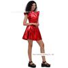 Cross-Border New Halloween Clothes Laser Bronzing Patent Leather Solid Sexy Party High Waist Jumpsuit Short dress Performance
