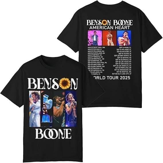 

Новая футболка унисекс 2025 Benson Boone American Heart Tour S-4XL Высококачественная роскошь для мужчин и женщин Топ Y2k S