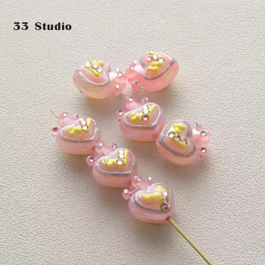 Pure Hand-painted Beads Stickers Diamonds Set Pearl Diy Jewelry Accessories Material Package Beads Car Pendant Cell Phone Chain Beads