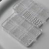 6/12 Grids Pearl Nail Art Decorations White Half Round Flat Bottom Full Circle Mixed Size Nail Art Diy Accessories