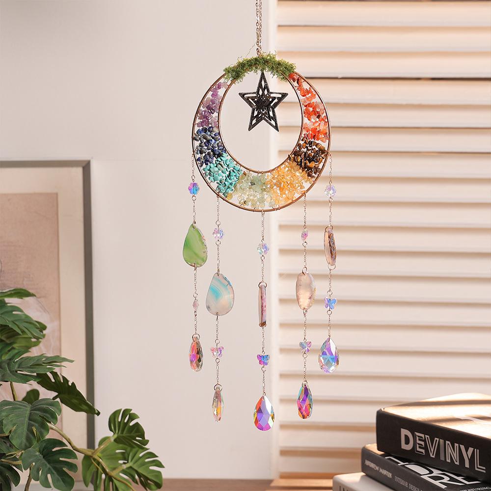 Crystal Moon Sun Catcher Indoor Pendant Sun Catcher Indoor Rainbow Maker Dream Catcher Wind Chime