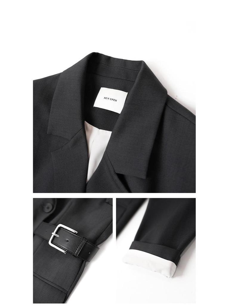 NEWOPEN 2025 Early Spring Korean-Style Women's Double-Breasted Waist-Hugging Blazer C3588