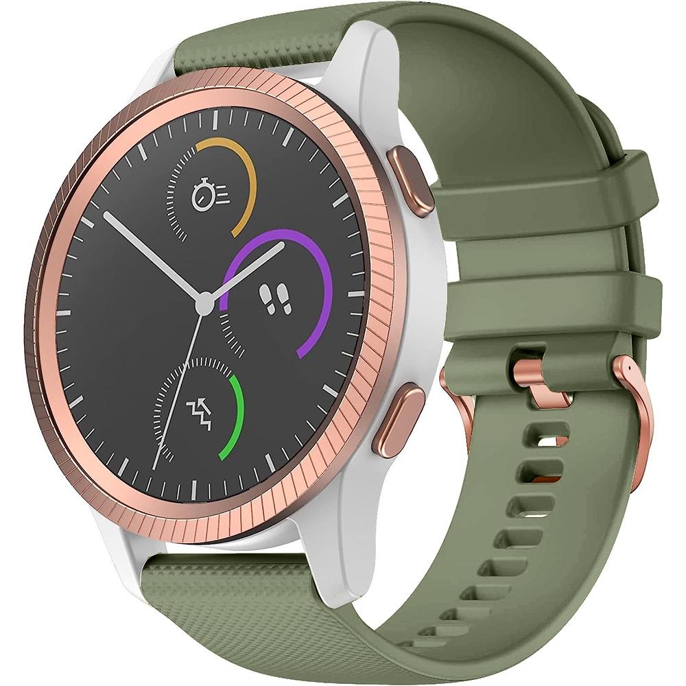 Universal Silicone Strap 20mm, with Gold Buckle, Green
