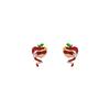 1Pair Premium Sense Flash Party Series Apple Stud Earrings Fashion Temperament Earrings