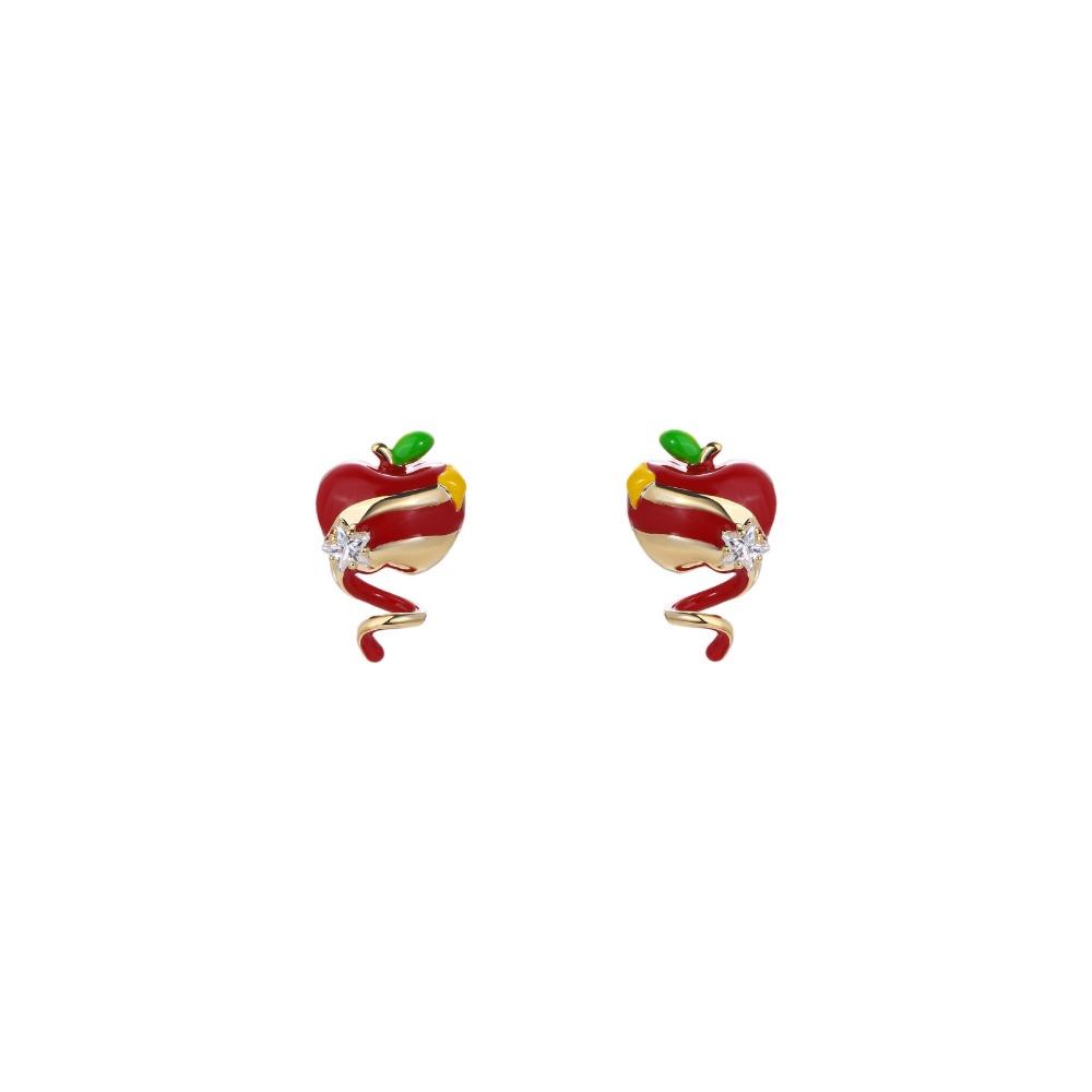 1Pair Premium Sense Flash Party Series Apple Stud Earrings Fashion Temperament Earrings