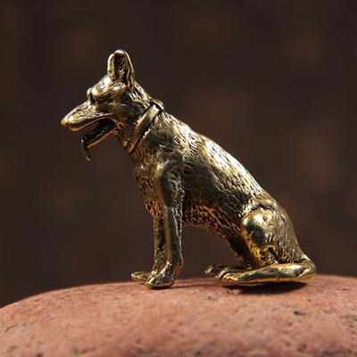 Mosiądz Lucky Fortune Dog Home Decoration Małe Ozdoby Mały Szczeniak Brąz Chiński Pulpit Małe Figurki Miedziany Wilk Herbata Zwierzęta