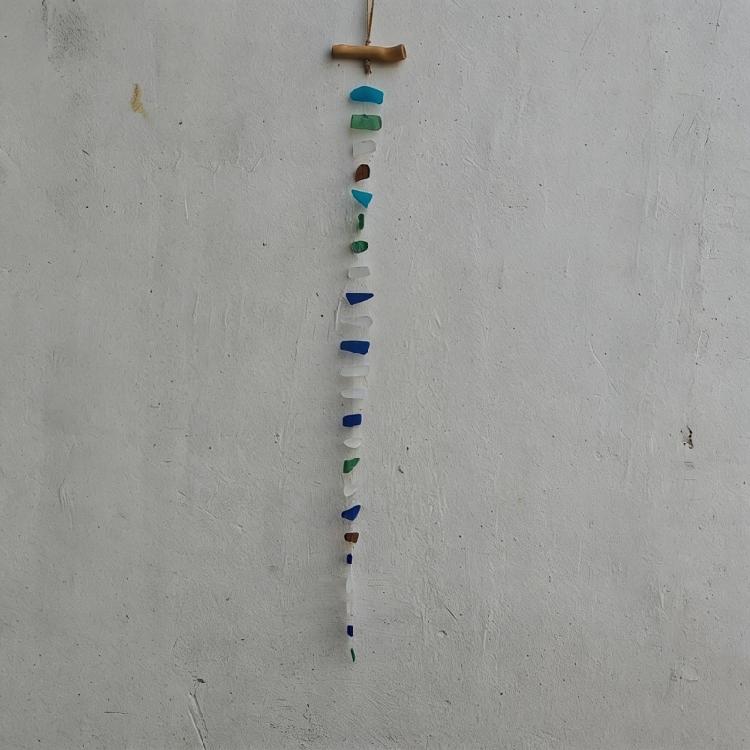 Friendly Sea Glass Wind Chimes With Wooden Detail For Relaxing Sounds Beach Room Decors for Home Indoor or Outdoor