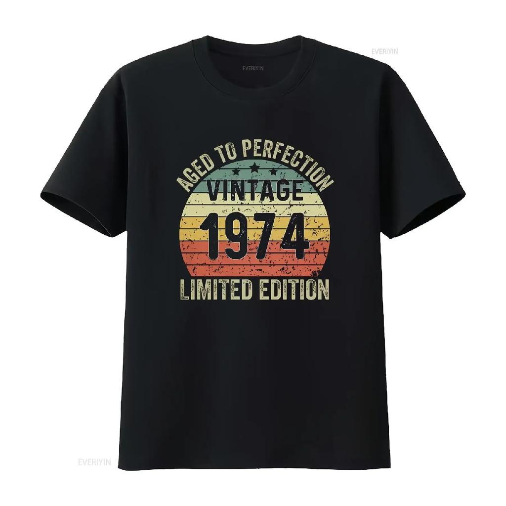 50th Birthday T Shirt Aged To Perfection Vintage 1974 Limited Edition Year Premium vintage Washed Versatile Soft Casual fashion