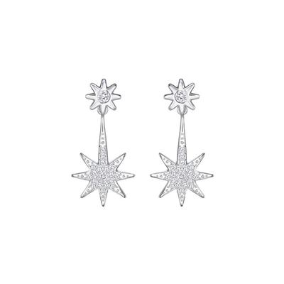 Stars White Gold Plated Stud Earrings Women's 5230287