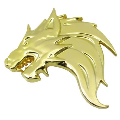 Wolf Wolf Car 3D Emblem Sticker Metal Left Right Easy Stick Double Sided Tape Included (Gold Left Facing)