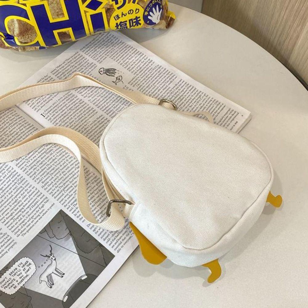 Korean Style Funny Chick Crossbody Bag Canvas Cute Handbag Creative Small Messenger Bag  Women