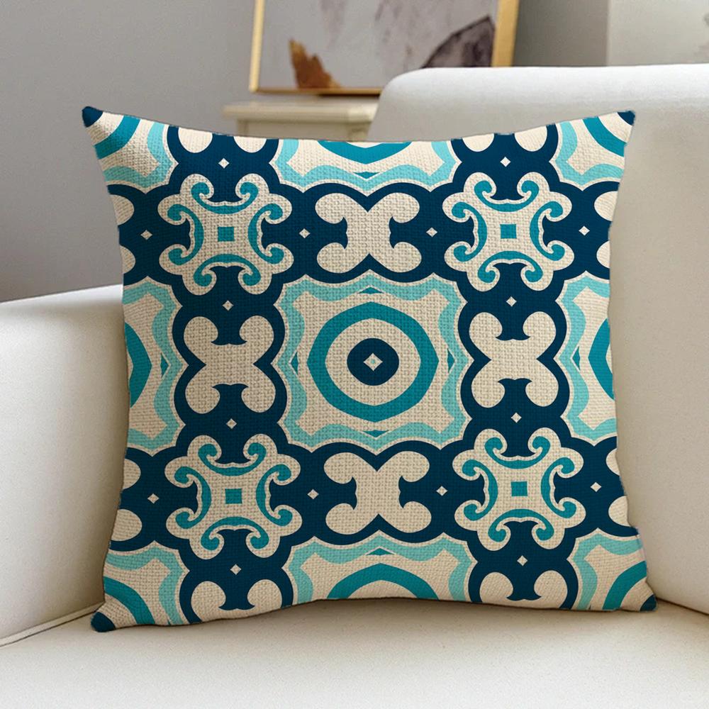 P-Portuguese Style Cushion Cover Cushion Cover Pillowcase, Anti-Mite Invisible Zipper, Linen Sofa Cushion