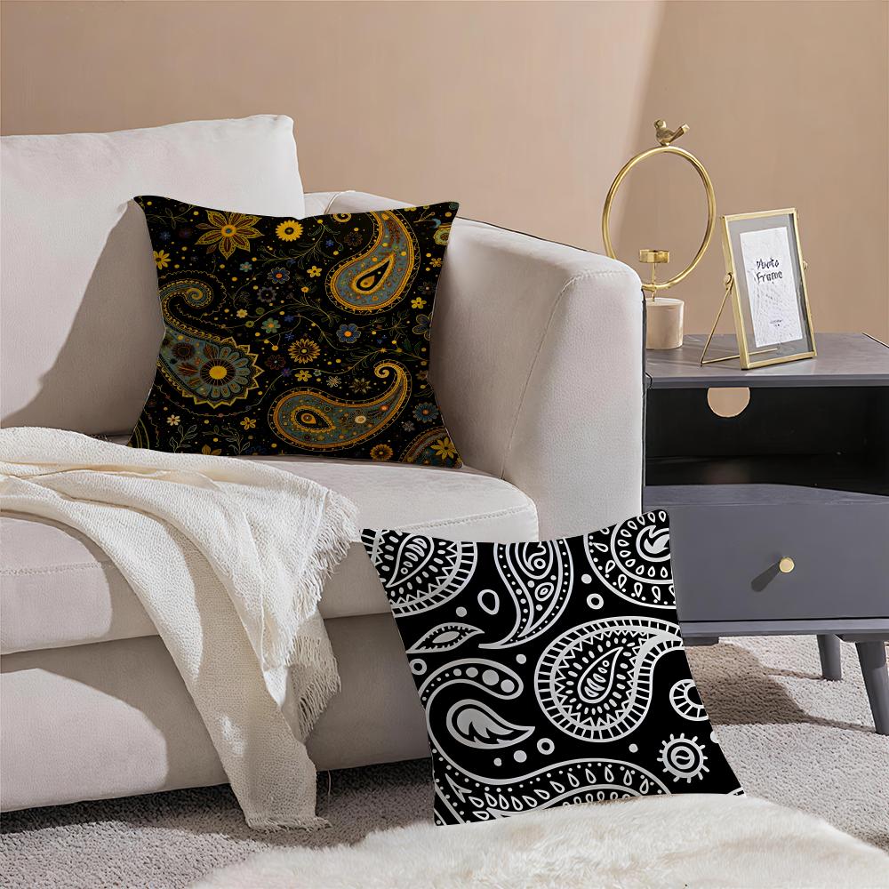 Classic Luxury Paisley Walnut Flower Pattern Cushion Cover Pillowcase Short Plush Invisible Zipper Room Sofa Cushion Cover