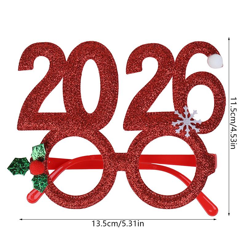 2026 Digital Funny Christmas Glasses Frame for New Year Eve Party Decoration Supplies Creative Photo Booth Prop Kids Gift Favors