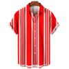 Men's Hawaiian Beach Short Sleeved Striped Shirt 3D Printed Loose Street Fun Men's Top Fashion Casual Simple Pocketless Shirt