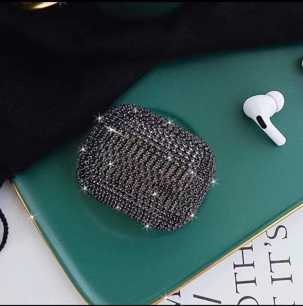 Diamond Studded Earphone Case, Water Diamond Earphone Case with Diamond Earphone Protective Cover, Apple Airpods Diamond Sticker Protective Case