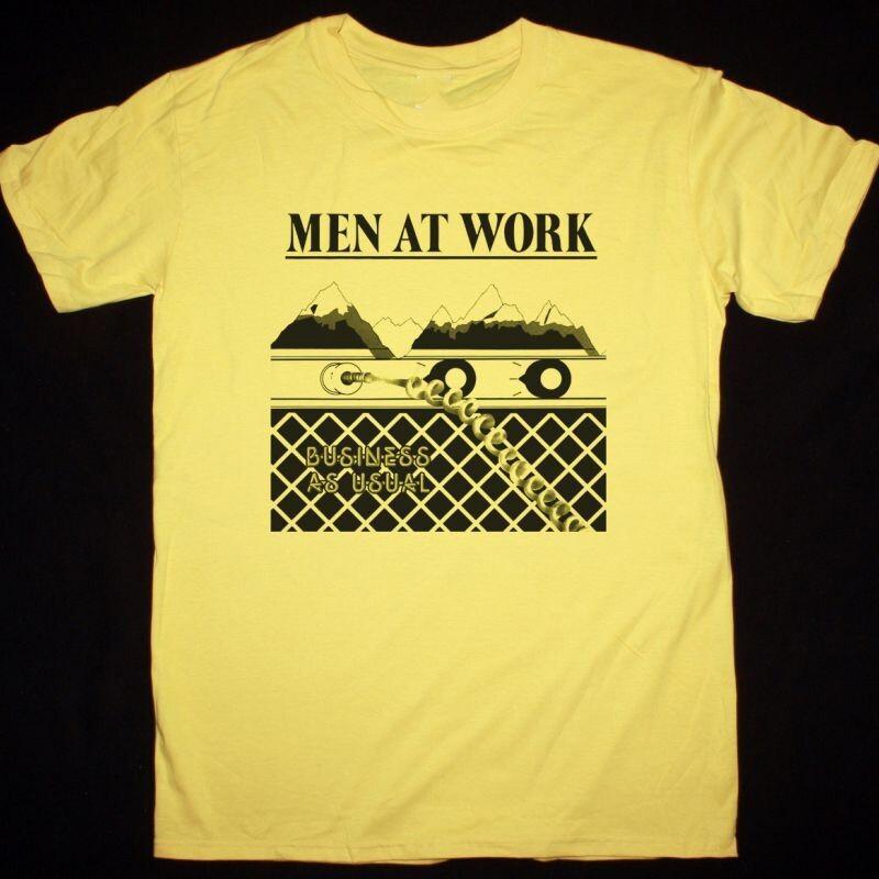 MEN AT WORK BUSINESS AS USUAL Shirt Classic Yellow Size Unisex S-5XL EM0660 XL