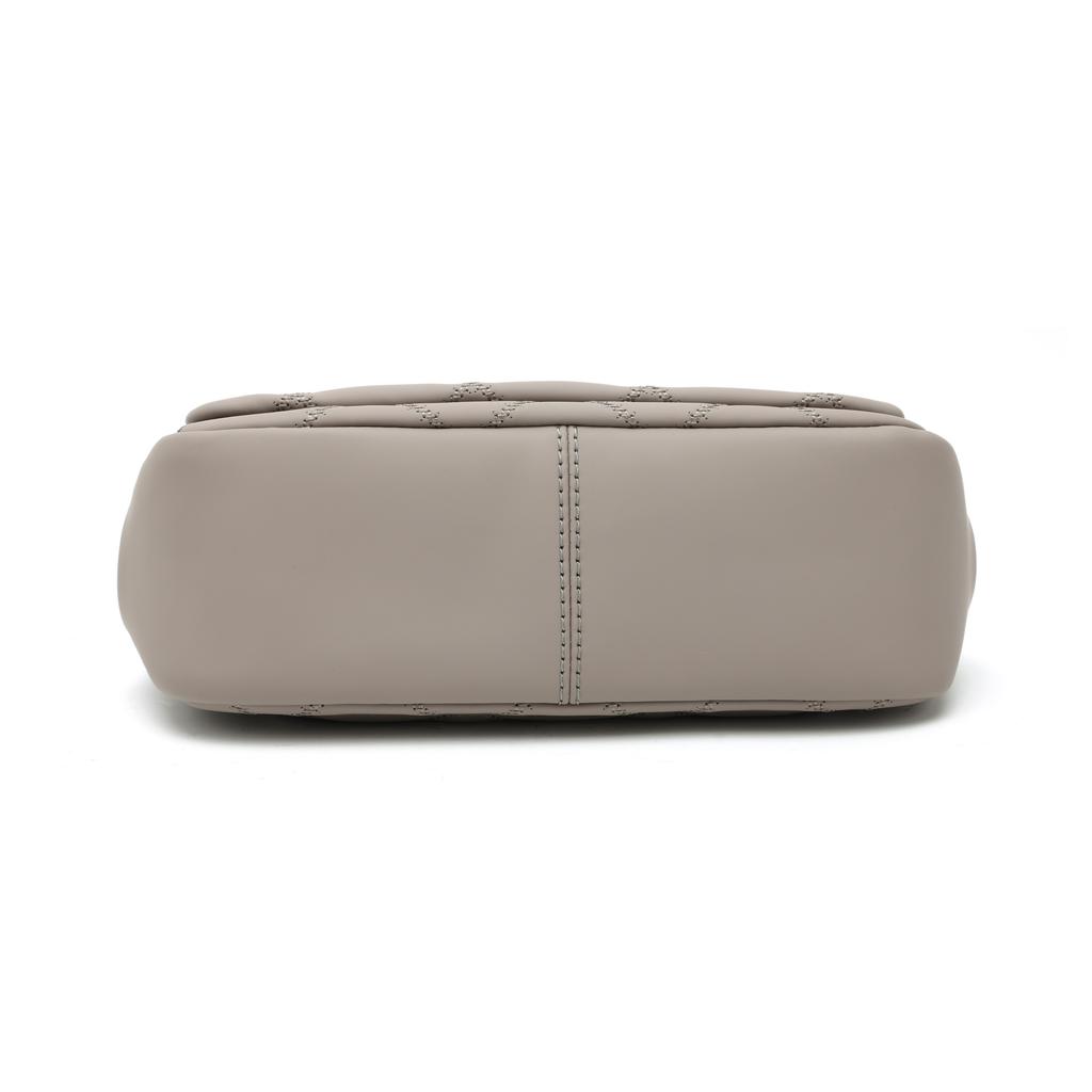 Tory Burch Tb-Willa Classic Double T Logo Solid Striped Quilted Logo Snap Goat Leather Handbag Shoulder Bag Women handbags Elephant-Gray 149682-082