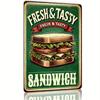 VintageStyle Fresh  Tasty Sandwich Metal Sign    Retro Wall Art for Home Bar for Man Cave Cafe Garage Decor  Unique G