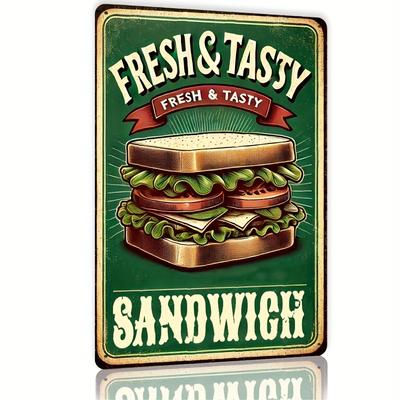 Винтажная Свежий Вкусный Сэндвич Металлическая Вывеска Ретро Настенное Искусство для Дома Бара Мужской Комнаты Кафе Гаража Декор Уникальный G