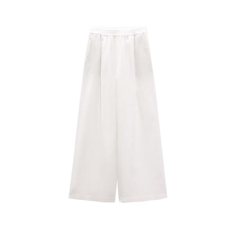 Spring New Lazy Wind Stretch Waist Wide Leg Pants Linen High Waist Wide Leg Pants 7818708