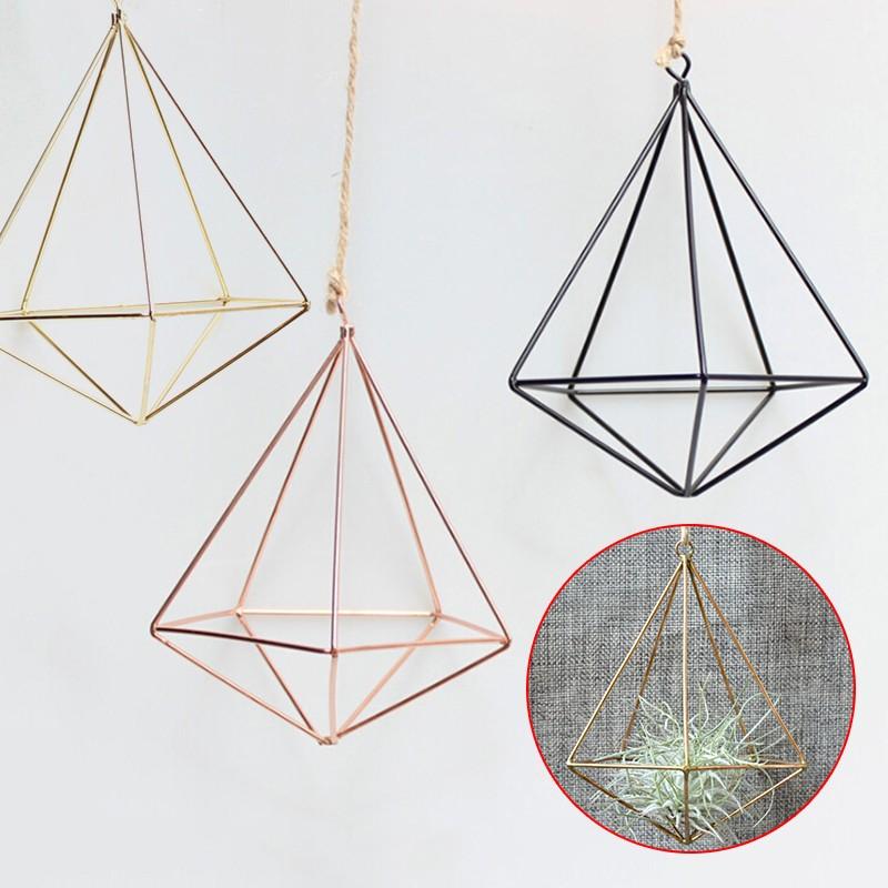 Wall Decoration Hanging Metal Geometric Air Plant Flower Pot Rack Holder Bracket