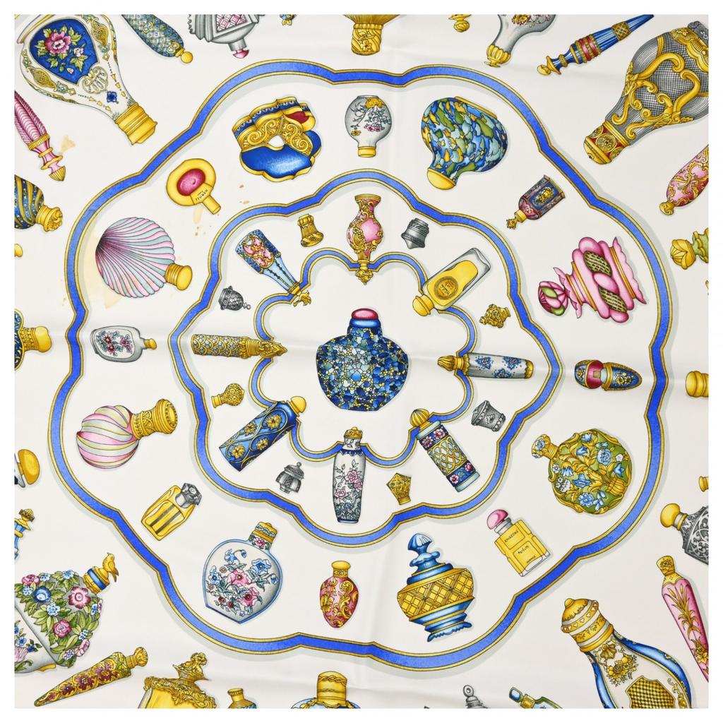 Auth HERMES Carre 90 Quimporte le Flacon PerfumeBottle Scarf Silk he6611na Used