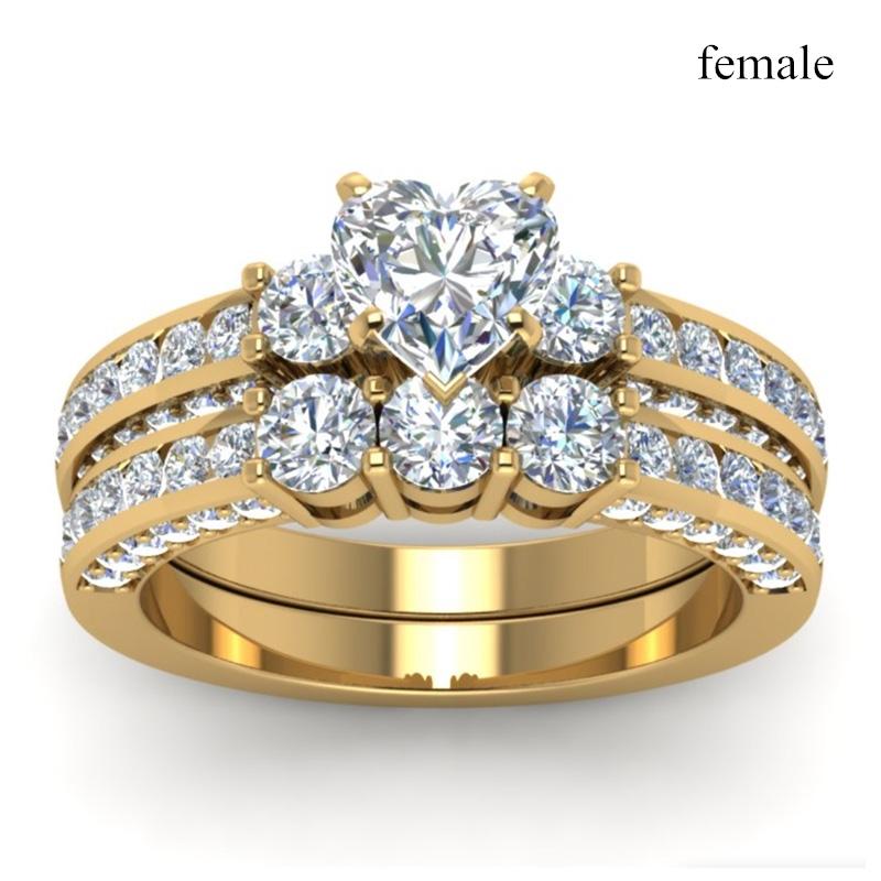 Fashion Couple Rings For Women Exquisite Rhinestones Zirconia Rings Set Simple Men Stainless Steel Rings Wedding Band Jewelry