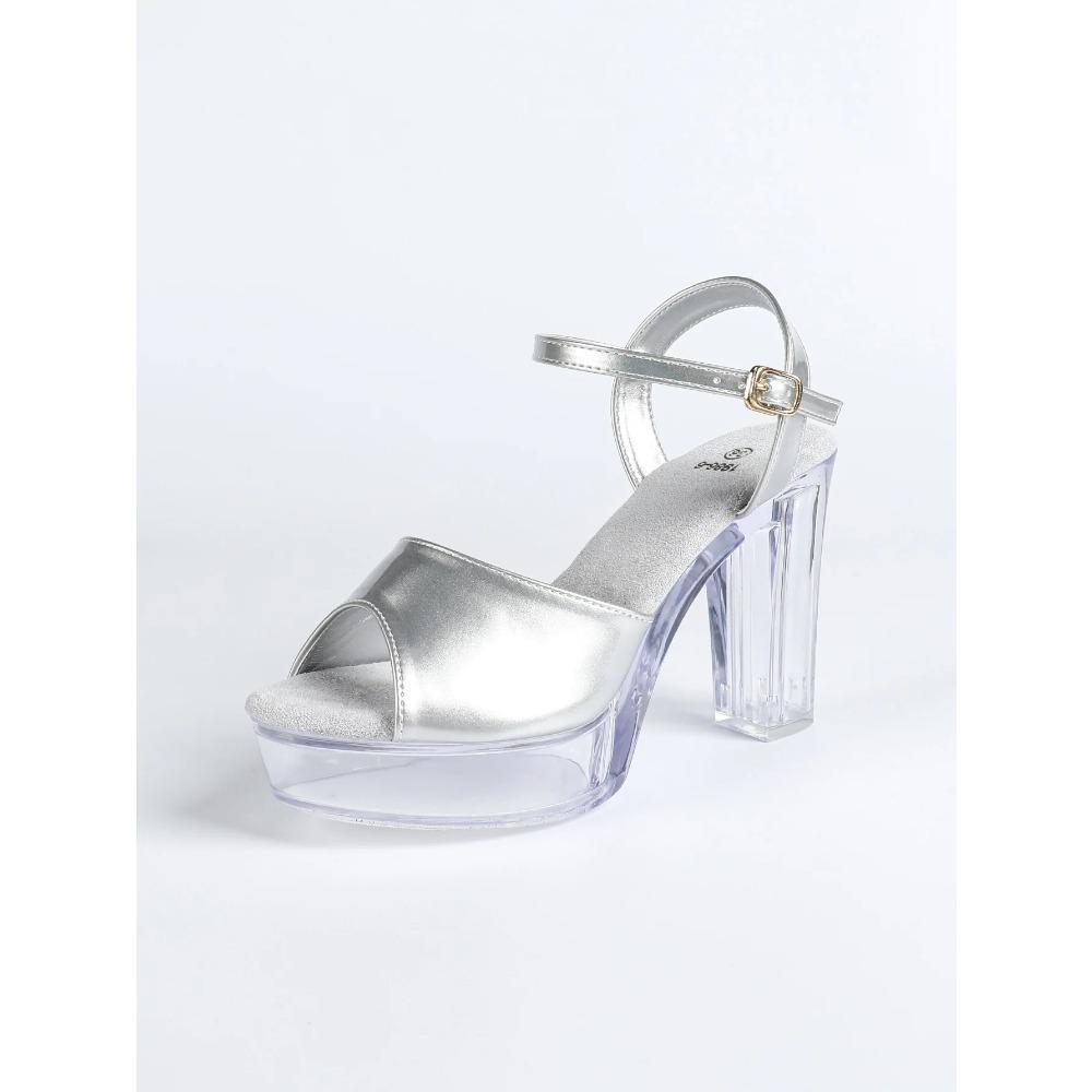 Women's 12cm Clear Heel Slide Sandals - Chunky Platform Sexy Shoes for Stage Runway & Outdoor LFD-19866-12