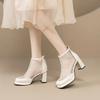High Heel Cool Boots Summer New Style Round Head Mesh Breathable Rear Zipper Waterproof Table Non-slip Ankle Boots