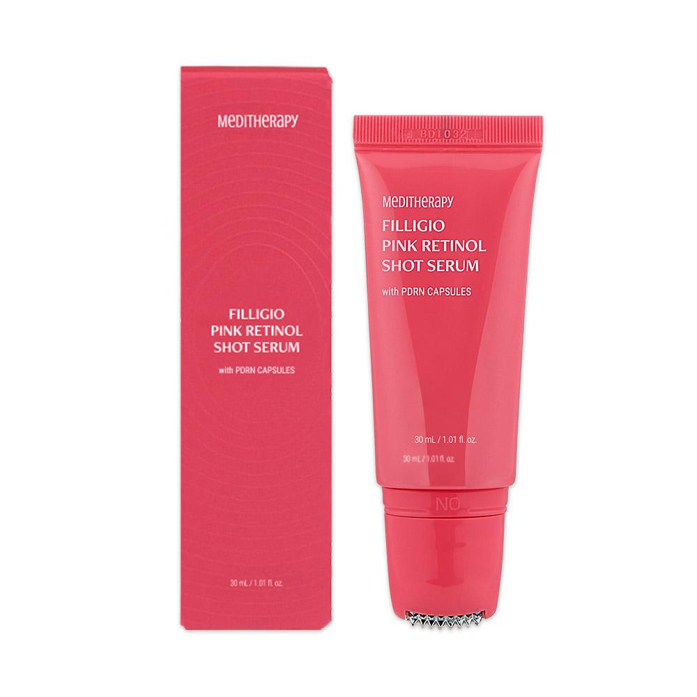 Meditherapy Filligio Pink Retinol Shot Serum – Volumising Care with 96-Shot Roller, Korean