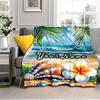 1PC Custom Name Beach Shell Plumeria Dream flannel blanket versatile,all-season throw suitable for the living room,bedroom,camping,travel,and gift