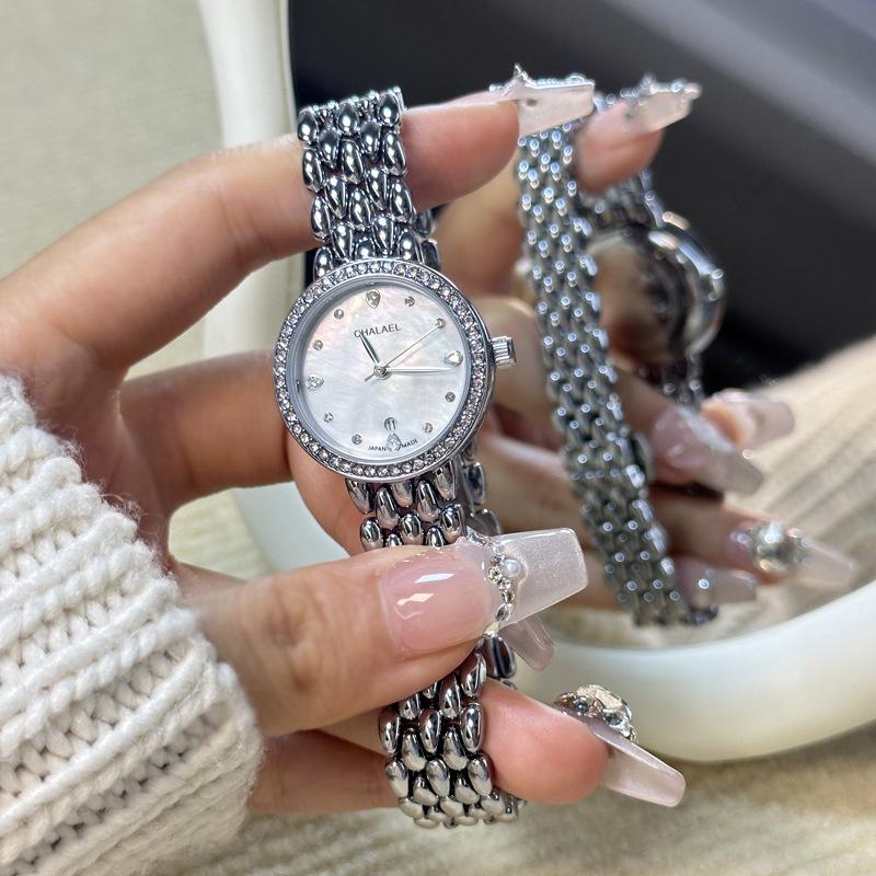 2025 Женские водонепроницаемые часы с бриллиантами «Слезы ангела» и перламутровым циферблатом