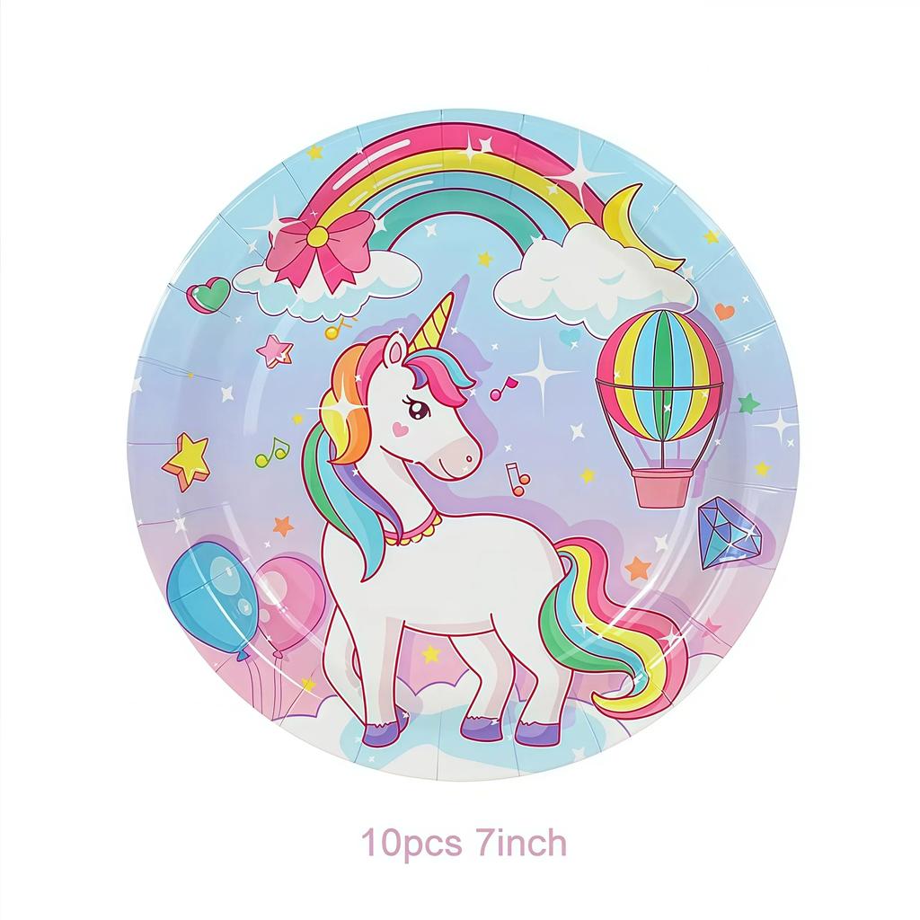 Cartoon Unicorn Birthday Party Decorationa  Unicorn Theme Bleware Paper Plate Cup Tablecloth Birthday Party Decor Supplies