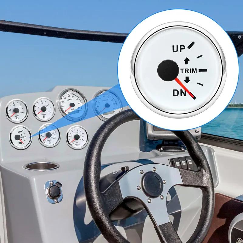 HD 52mm Boat Marine Trim Meter UP-DN Trim Tilt Indicator Meter 2 Inch Trim Gauge 7 Colors Backlight for Inboard Outboard Engine